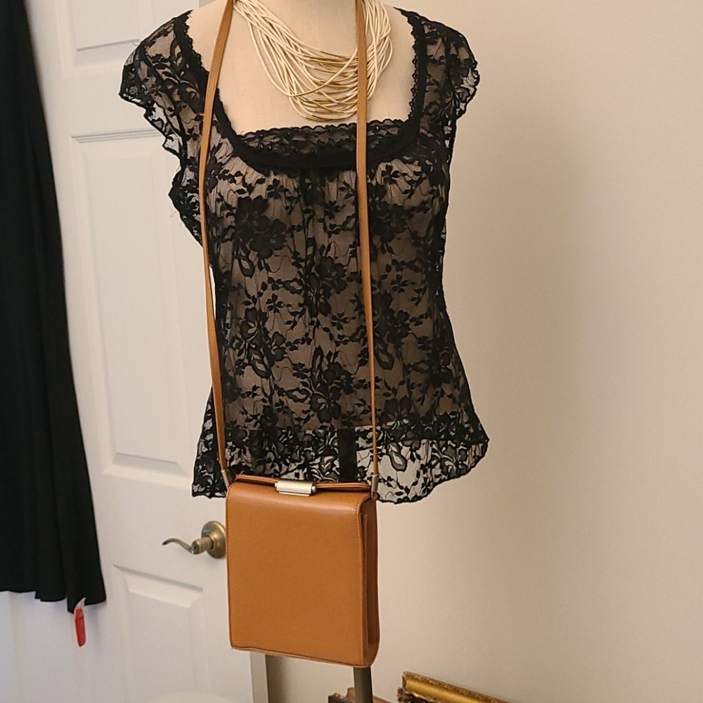 Mandarina Duck brown Italian leather shoulder bag